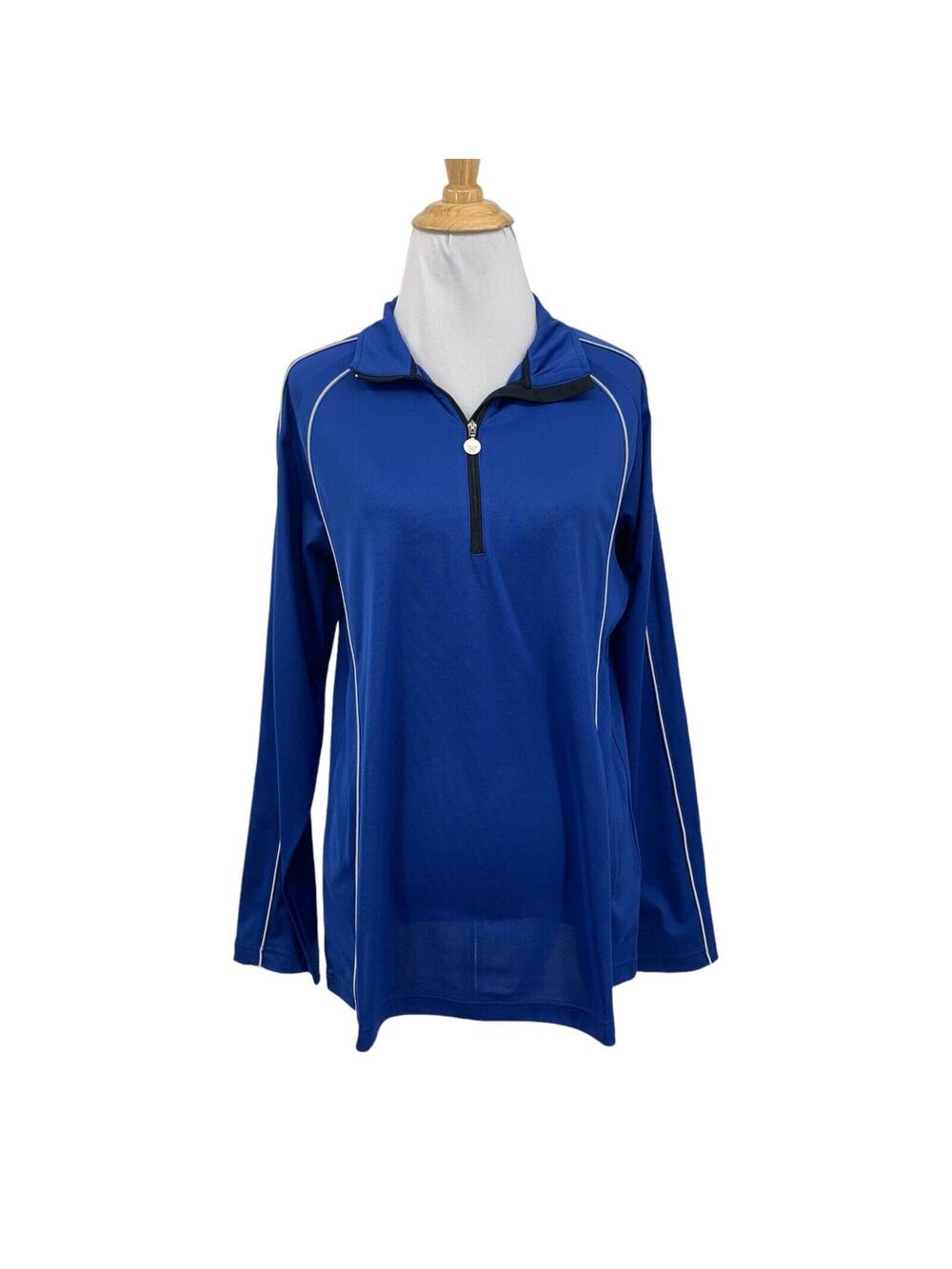 Daily Shirt Womens XL Extra Large Ocean Blue 1/4 Zip Long Sleeve Stretch Golf